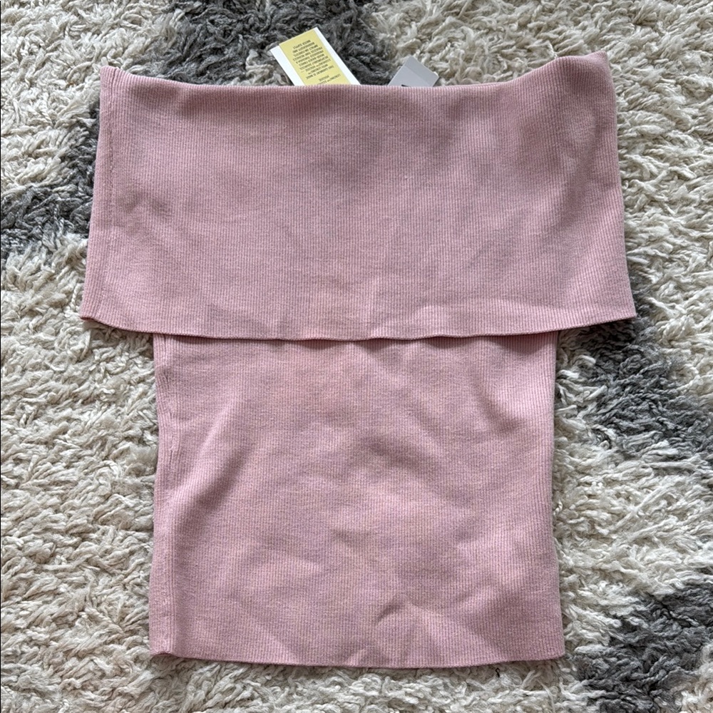 Pink Off-Shoulder Knit Top